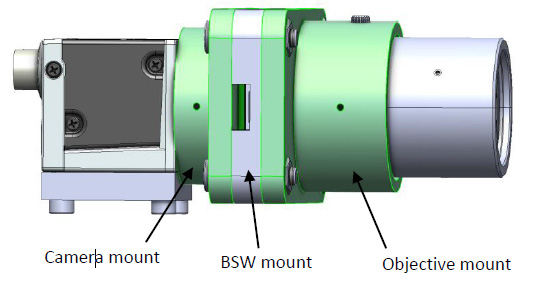 帶有攝像頭、BSW-20 和物鏡的組件 CAD 模型